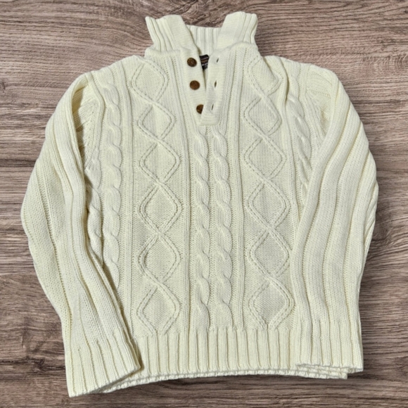 Sears Other - VTG 70s Kings Road Sears Sportswear Sweater Irish Cable Knit Cream Ivory Size L